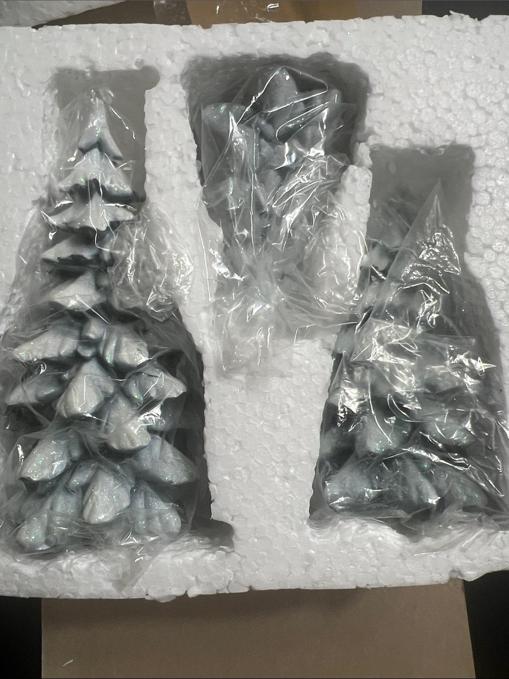 Decorative Silver Pinecone Tree Trio - Home Accents